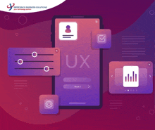 an illustration of a cell phone with the word ux on the screen