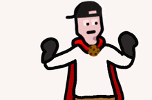 a drawing of a man wearing a cape and a hat