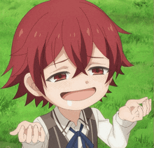 a cartoon character with red hair and red eyes