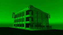 a green building with a sign that says aaa