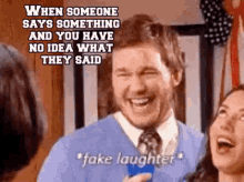 When Someone Says Something Fake Laughter GIF - When Someone Says Something Fake Laughter Chris Pratt GIFs