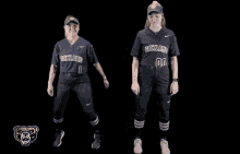 two softball players from oakland are jumping in the air