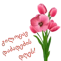 a bunch of pink flowers with green leaves and the words " congratulations " in red letters