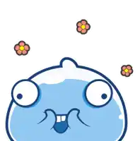 a cartoon character with flowers flying around it