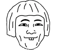 a black and white drawing of a man 's face with short hair