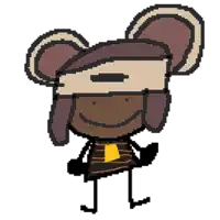 a pixel art drawing of a person wearing a hat and sunglasses