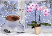 good morning morning coffee snow winter