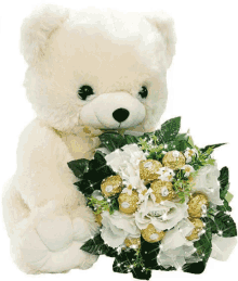 Bear Hug Flowers For You GIF