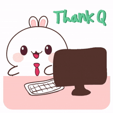 bunny rabbit office white thank you