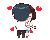 a boy and a girl with hearts on their faces