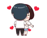 a boy and a girl with hearts on their faces