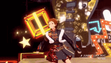 a video game character is jumping in the air with the words jumpin ' luck beat on the bottom