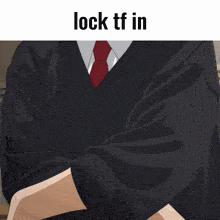 a picture of a person with the words lock tf in below it