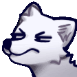 a cartoon drawing of a white dog with a sad face .