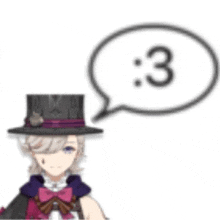 a cartoon character wearing a top hat and a speech bubble with the number 3 .
