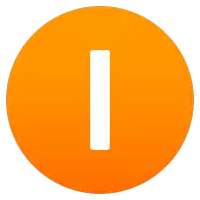 an orange circle with the letter i in the center