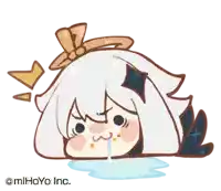 a cartoon drawing of a girl with a bow on her head and the words mihoyo inc. below her