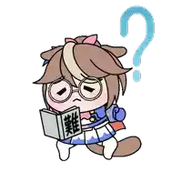 a cartoon of a cat reading a book with a question mark above her head