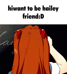 a picture of a girl with the words hi want to be hailey friend : d on it