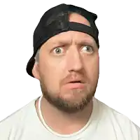 a man with a beard wearing a hat and a white shirt