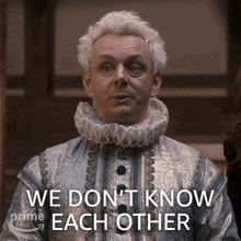 We Don'T Know Each Other Aziraphale GIF - We Don'T Know Each Other Aziraphale Michael Sheen GIFs