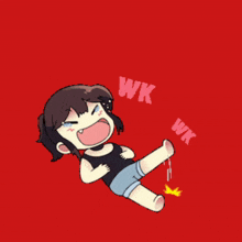 a cartoon of a girl with the words ngakak echie wk