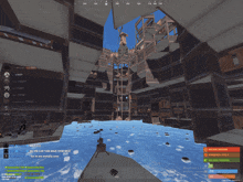 a screenshot of a video game shows a building being built and a building being destroyed