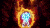 a cartoon character is surrounded by a circle of fire