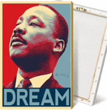 a poster of martin luther king jr. with the words dream written below him