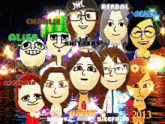 a group of cartoon characters with the year 2013 on the bottom right