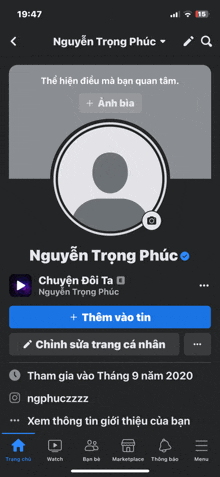 a screenshot of a facebook page for nguyen trong phuck
