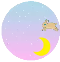 a pixel art of a rabbit jumping over a moon