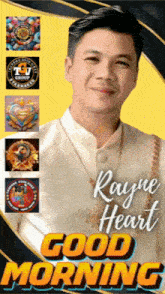 a poster with rayne heart and the words good morning
