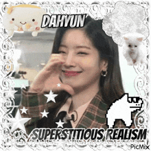 a picture of a woman with the words superstitious realism on it