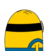 a cartoon drawing of a minion with a question mark on his head