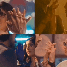 a man and a woman are holding hands in a collage of images