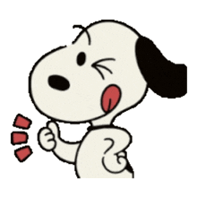 a cartoon of snoopy saying good boy