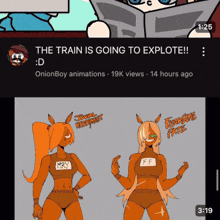 the train is going to explode with a cartoon of a woman