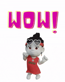 a cartoon character wearing a red shirt that says zhouta