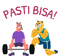 Motivating Tiger Tells Deer Pasti Bisa In Indonesian Sticker - Get Kuat Personal Trainer Work Out Stickers