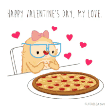 Slothalida Happy Valentines Day My Love GIF - Slothalida Happy Valentines Day My Love Pizza GIFs