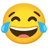 a laughing smiley face with tears coming out of its eyes
