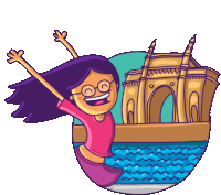 Girl Enjoying Breeze At Gateway Of India Sticker