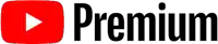 a youtube premium logo with a play button and the word premium in black letters .
