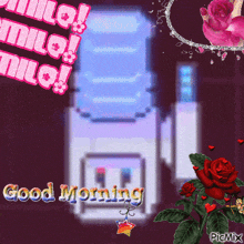 a picture of a water cooler with the words good morning