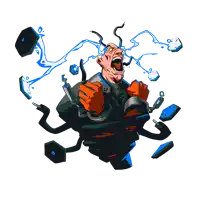 a cartoon of a man with wires coming out of his head screaming