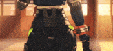 a robot with the word reps on it 's back