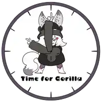 a clock with a cartoon character and the words time for gorilla on it