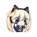 a sticker of a cute anime girl with cat ears and a surprised look on her face .