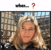 a picture of a girl with a question mark under her